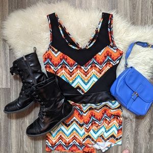 3/$25 Bold Romper with Faux Leather Waist